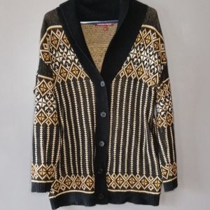 3/20 Black & Gold Printed Grandpa Cardigan